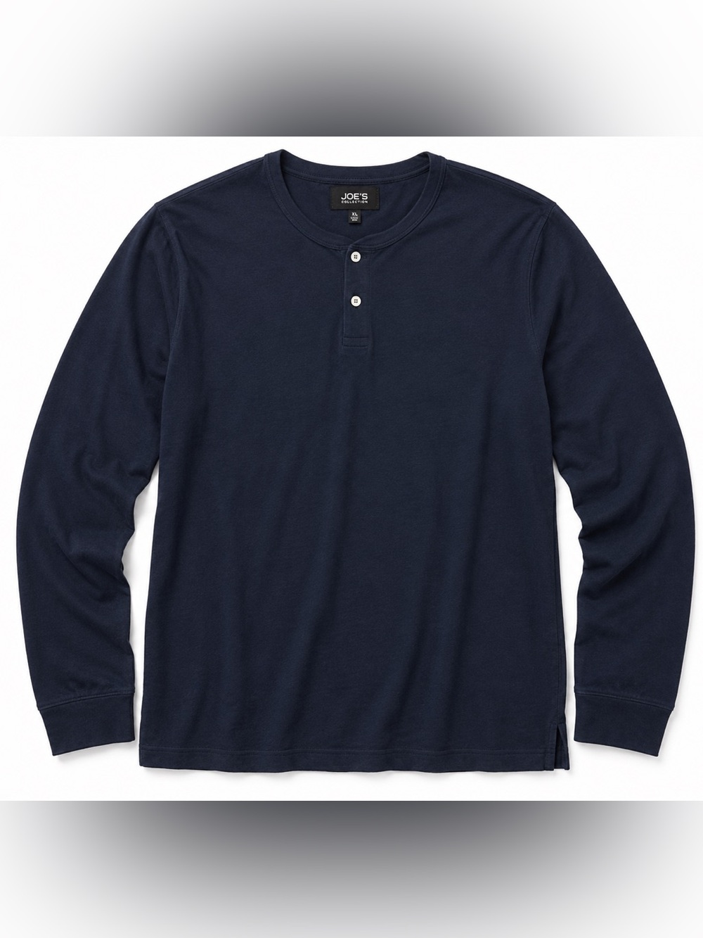 Joe’s Collection Men’s XL Navy 100% Cotton Long Sleeve Henley Shirt Soft Casual